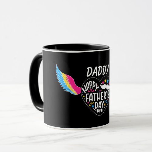 LGBTQ Happy Fathers Day Pansexual Flag Heart  Mug