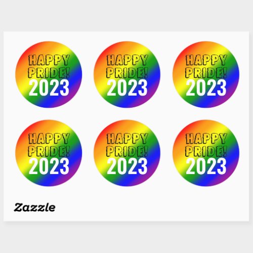 LGBTQ Happy Pride Rainbow Flag Customize Year Classic Round Sticker