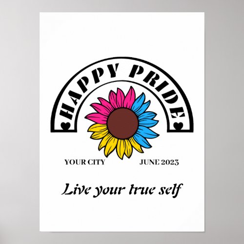 LGBTQ Happy Pride Sunflower in Pansexual Colors Poster