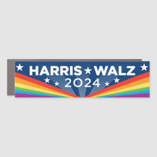 LGBTQ Harris Walz 2024 Bumper Car Magnet
