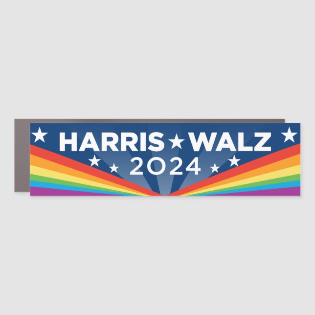 LGBTQ Harris Walz 2024 Bumper Car Magnet (Front)