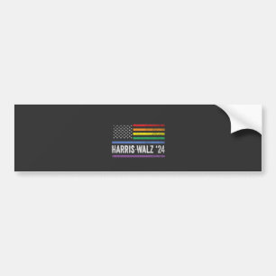 LGBTQ Harris Walz American Flag Election 2024 Bumper Sticker