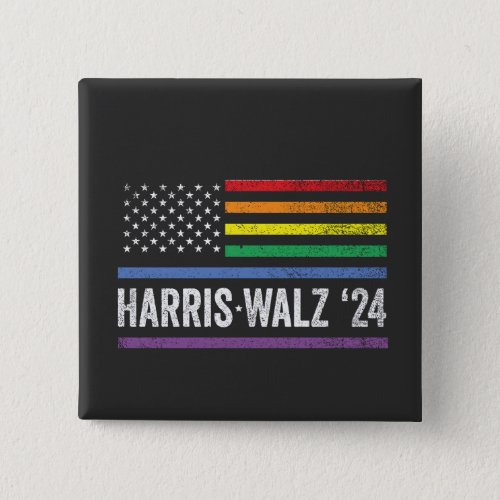 LGBTQ Harris Walz American Flag Election 2024 Button