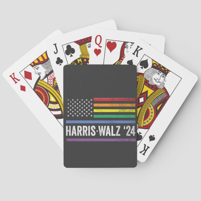 LGBTQ Harris Walz American Flag Election 2024 Poker Cards (Back)