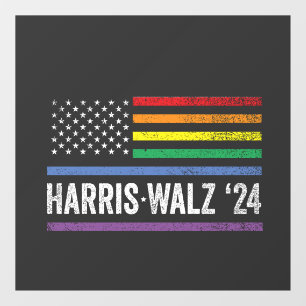 LGBTQ Harris Walz American Flag Election 2024 Window Cling