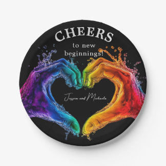 🌈LGBTQ Heart of Pride wedding Paper Plates