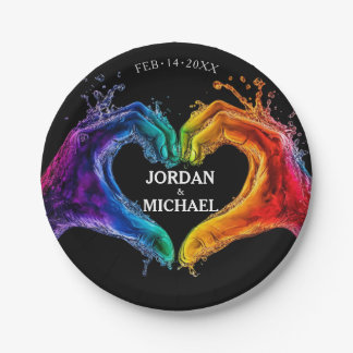 🌈LGBTQ Heart of Pride wedding Paper Plates
