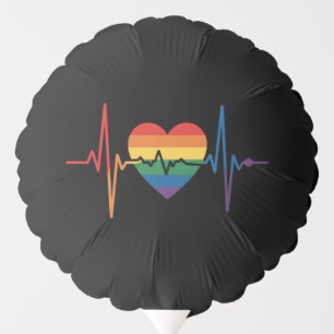 LGBTQ Heartbeats Heart Pride Gay Lesbian Trans Bi Balloon