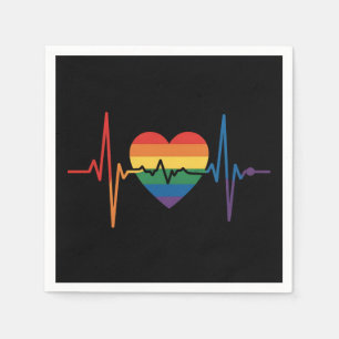 LGBTQ Heartbeats Heart Pride Gay Lesbian Trans Bi Napkins
