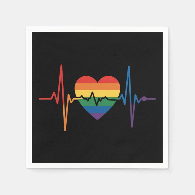 LGBTQ Heartbeats Heart Pride Gay Lesbian Trans Bi Napkins (Front)