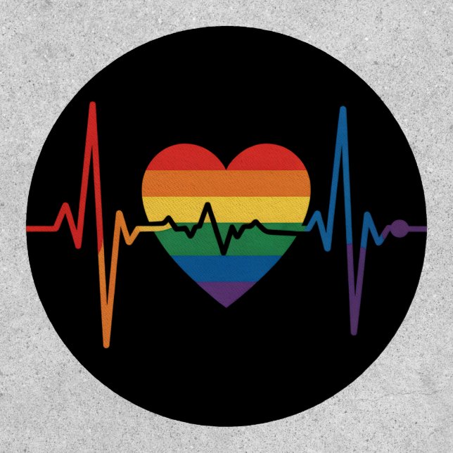 LGBTQ Heartbeats Heart Pride Gay Lesbian Trans Bi Patch (Front)