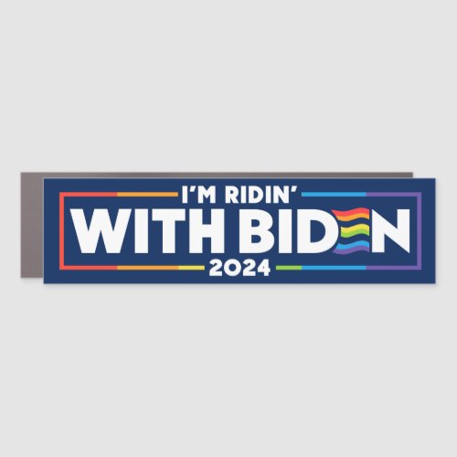 LGBTQ Im Ridin With Biden 2024 Bumper Car Magnet