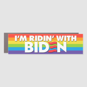 LGBTQ I'm Ridin' With Biden 2024 Bumper Car Magnet