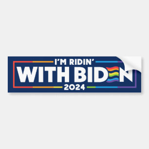 LGBTQ I'm Ridin' With Biden 2024 Bumper Sticker