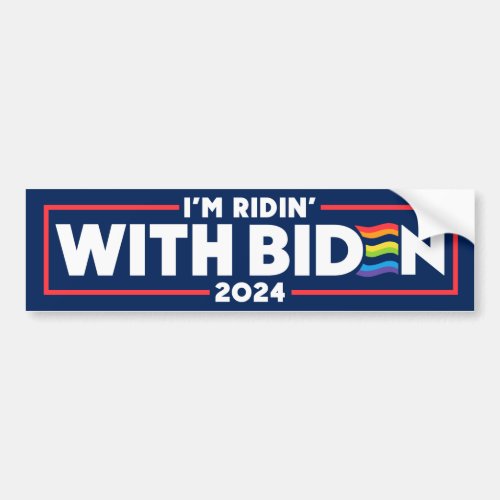 LGBTQ Im Ridin With Biden 2024 Bumper Sticker