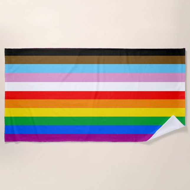 LGBTQ+ INCLUSIVE PRIDE FLAG BEACH TOWEL (Front)
