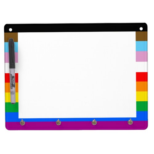 LGBTQ INCLUSIVE PRIDE FLAG DRY ERASE BOARD WITH KEYCHAIN HOLDER