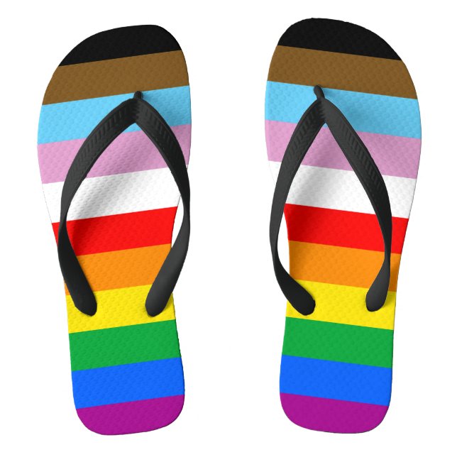 LGBTQ+ INCLUSIVE PRIDE FLAG FLIP FLOPS (Footbed)