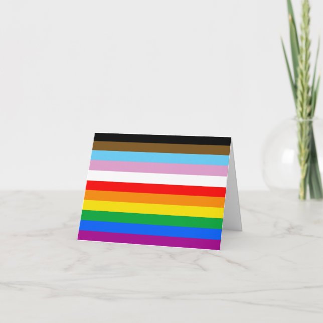 LGBTQ+ INCLUSIVE PRIDE FLAG LETTERPRESS THANK YOU CARD (Front)