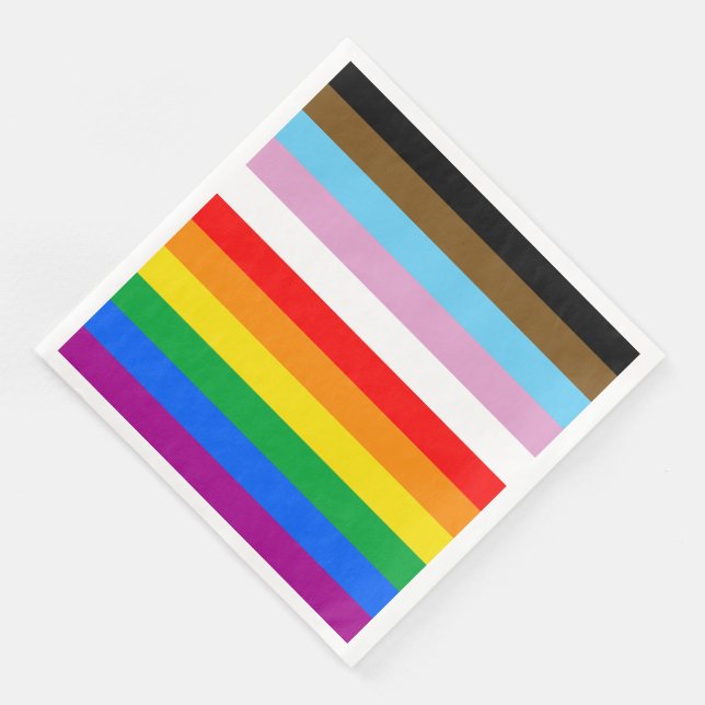LGBTQ+ INCLUSIVE PRIDE FLAG PAPER DINNER NAPKINS (Corner)