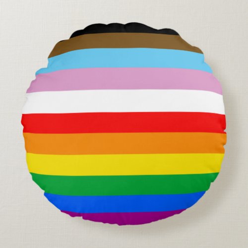 LGBTQ INCLUSIVE PRIDE FLAG ROUND PILLOW