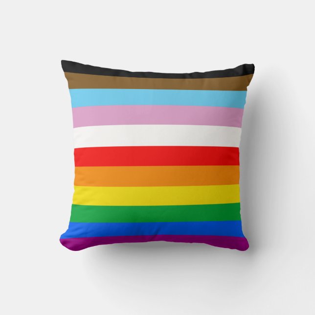 LGBTQ+ INCLUSIVE PRIDE FLAG THROW PILLOW (Front)
