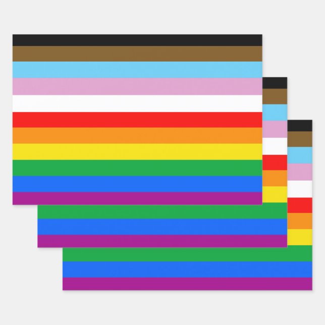 LGBTQ+ INCLUSIVE PRIDE FLAG WRAPPING PAPER SHEETS (Set)