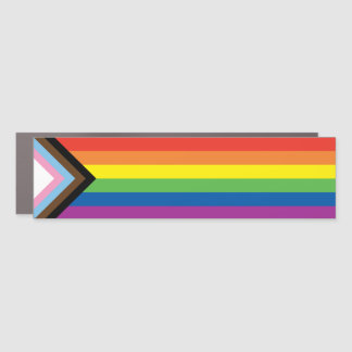 LGBTQ Inclusive Progress Pride Flag Bumper Car Magnet