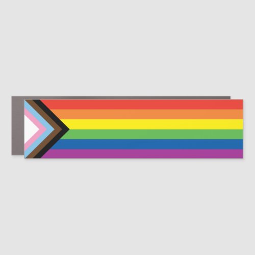 LGBTQ Inclusive Progress Pride Flag Bumper Car Magnet LGBTQ Inclusive Progress Pride Flag Bumper Car Magnet