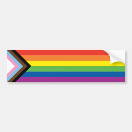 LGBTQ Inclusive Progress Pride Flag Bumper Sticker