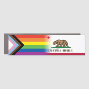 LGBTQ Inclusive Progress Pride Flag California Car Magnet