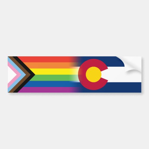 LGBTQ Inclusive Progress Pride Flag Colorado Flag Bumper Sticker