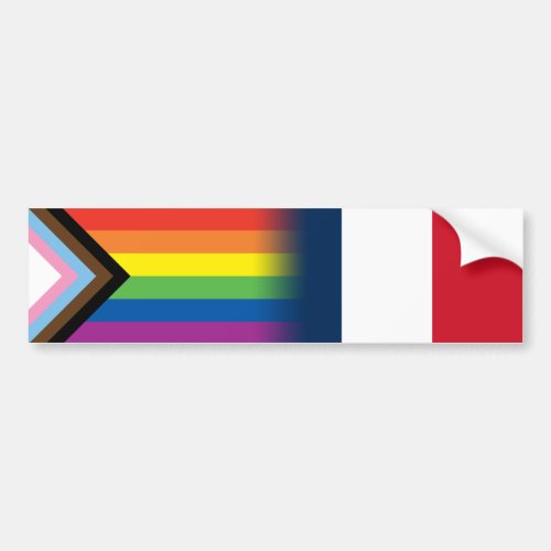 LGBTQ Inclusive Progress Pride Flag French Flag Bumper Sticker