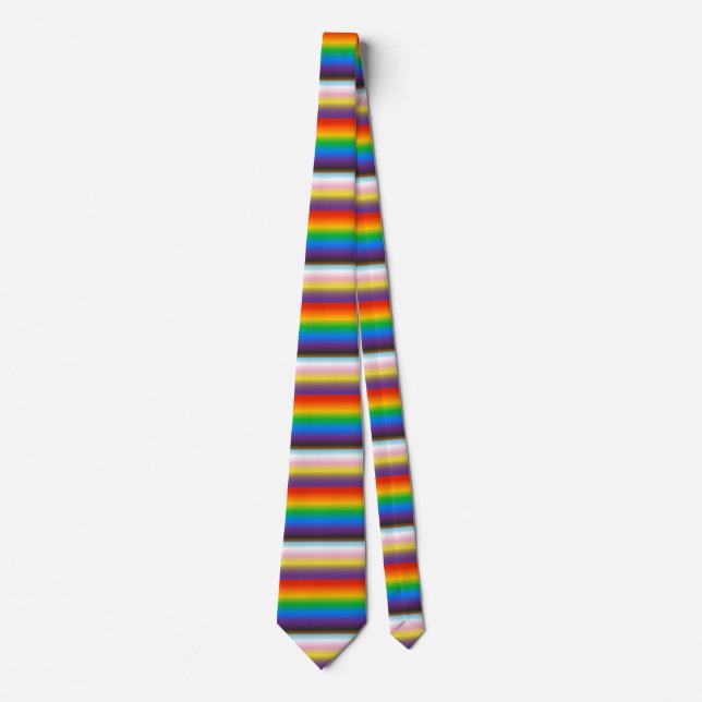 LGBTQ Inclusive Progress Pride Flag Gradient Neck Tie (Front)