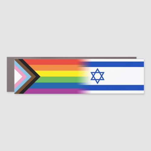 LGBTQ Inclusive Progress Pride Flag Israeli Flag Car Magnet