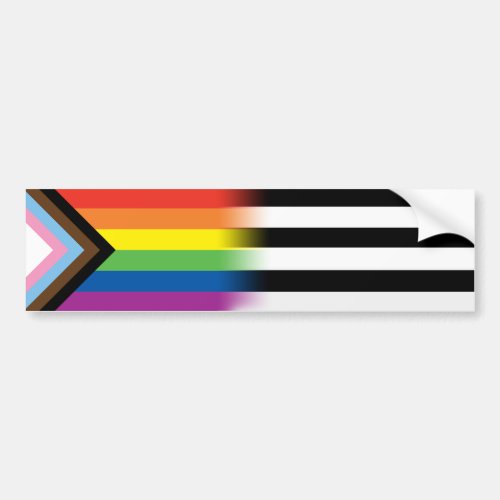 LGBTQ Inclusive Progress Pride Flag LGBT Ally Flag Bumper Sticker