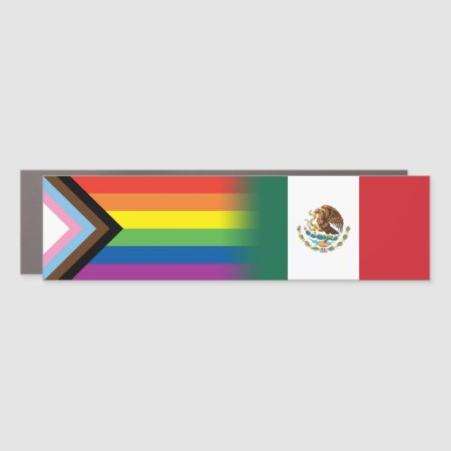 LGBTQ Inclusive Progress Pride Flag Mexican Flag Car Magnet