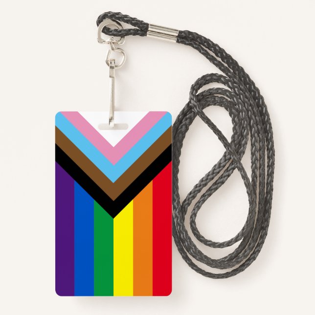 Lgbtq inclusive rainbow diversity gay pride flag badge (Front with Lanyard)