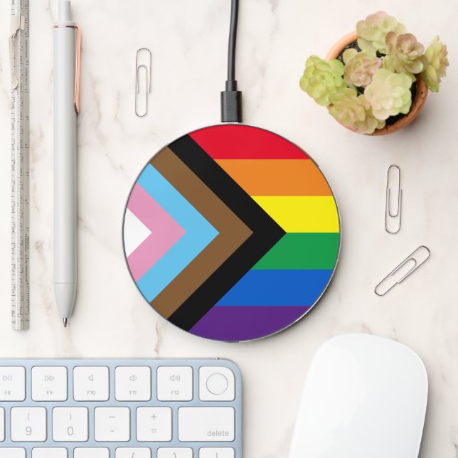 Lgbtq Inclusive rainbow diversity gay pride flag Wireless Charger (Desk)