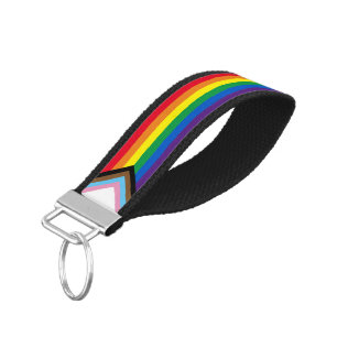 Lgbtq Inclusive rainbow diversity gay pride flag Wrist Keychain