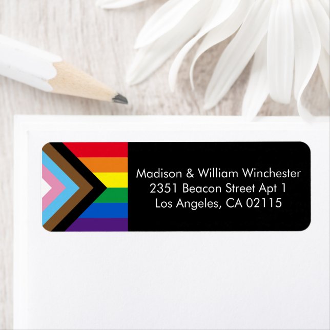 Lgbtq inclusive rainbow gay pride flag black white label (Insitu)
