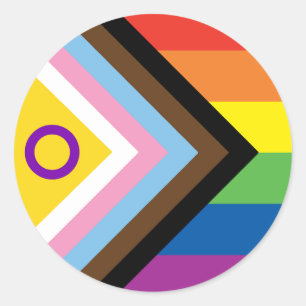 LGBTQ Intersex Inclusive Progress Pride Classic Round Sticker