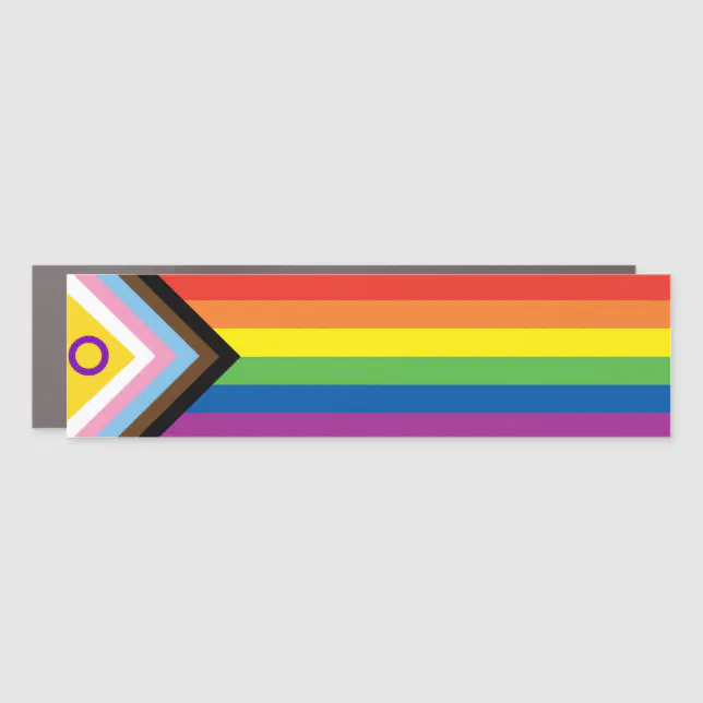LGBTQ Intersex Inclusive Progress Pride Flag Car Magnet | Zazzle