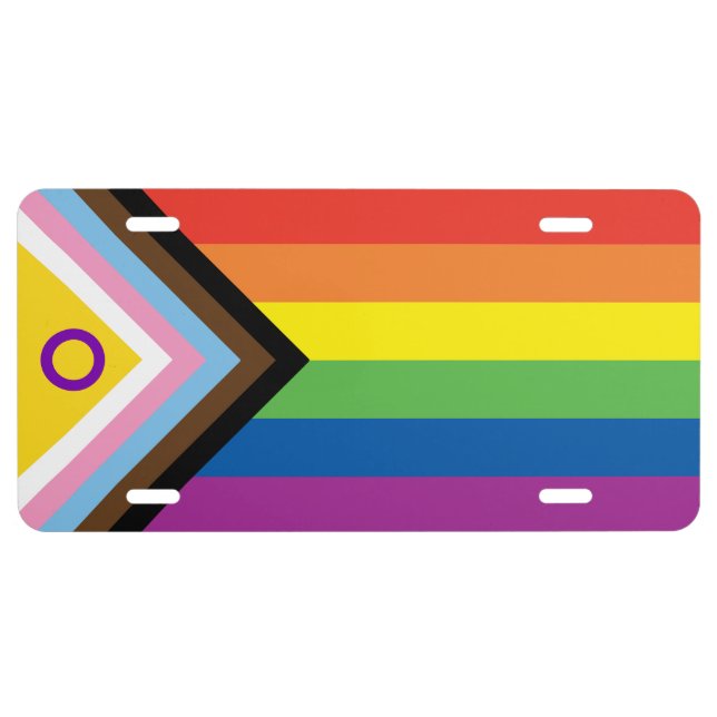 LGBTQ Intersex Inclusive Progress Pride License Plate (Front)