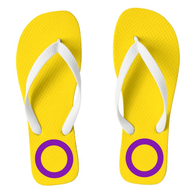 LGBTQ+ Intersex Pride Flag Colors Flip Flops (Footbed)