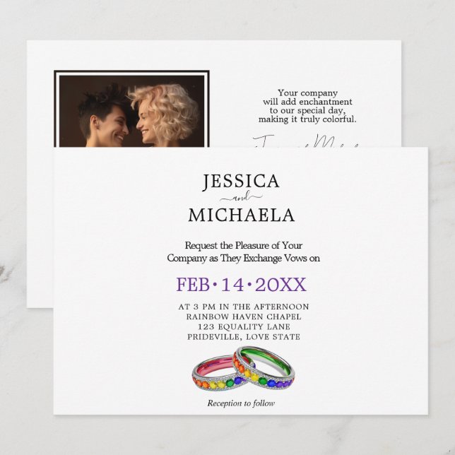 🌈  LGBTQ Intertwined in Pride – Personalized  Invitation (Front/Back)