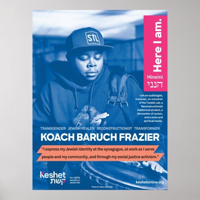 LGBTQ Jewish Heroes Poster - Koach Baruch Frazier (Front)