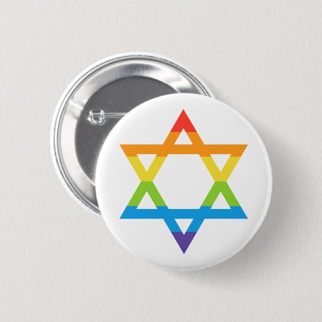 LGBTQ Jewish Israel Star Of David Pride Month Button (Front & Back)