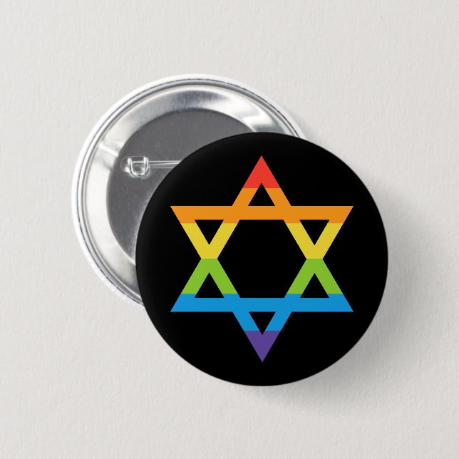 LGBTQ Jewish Israel Star Of David Pride Month Button (Front & Back)