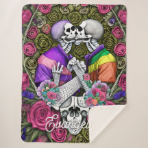 LGBTQ Kissing Floral Skulls